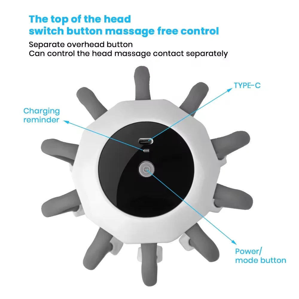 Electric Scalp Massager, 10 Vibrating Contacts, 5 Modes