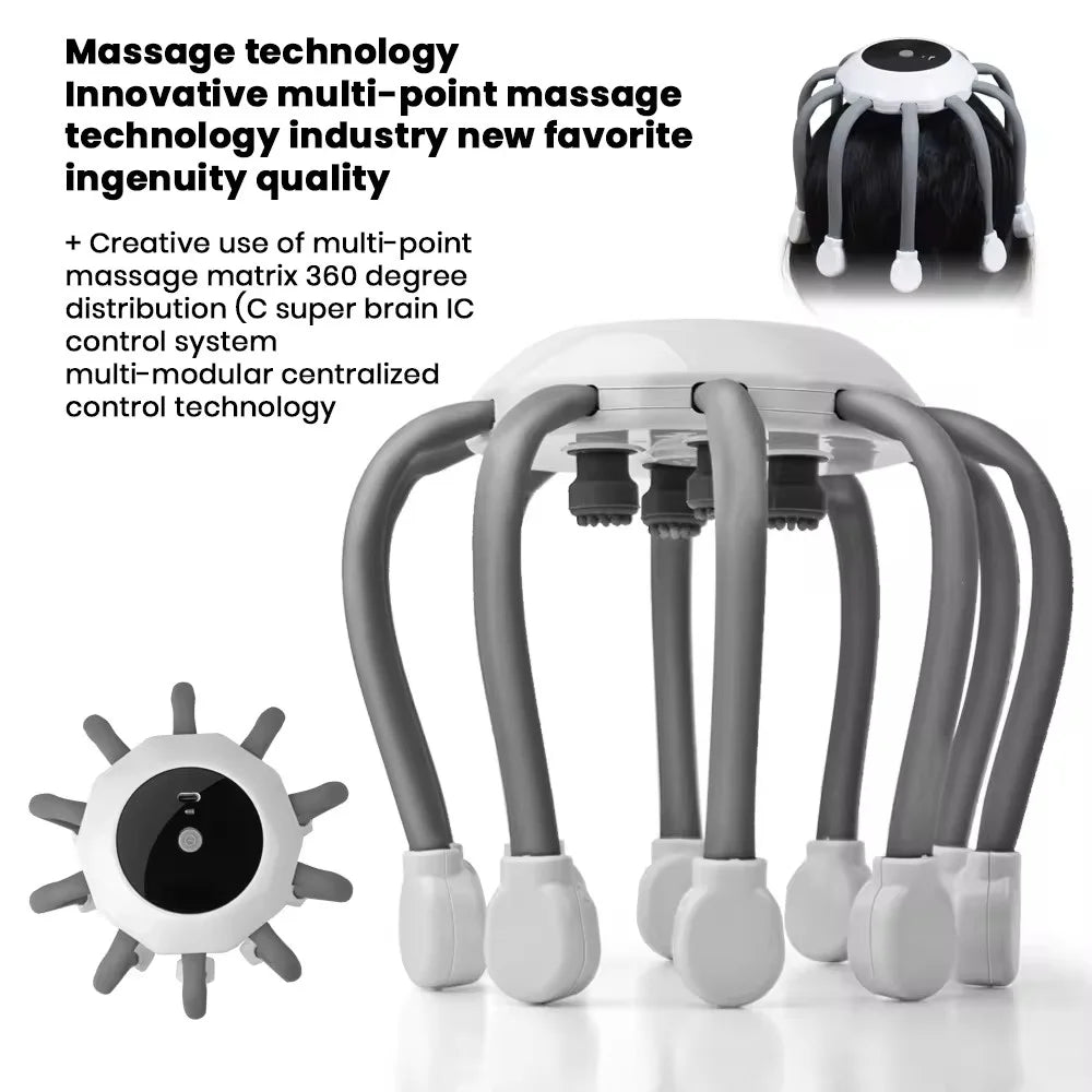 Electric Scalp Massager, 10 Vibrating Contacts, 5 Modes