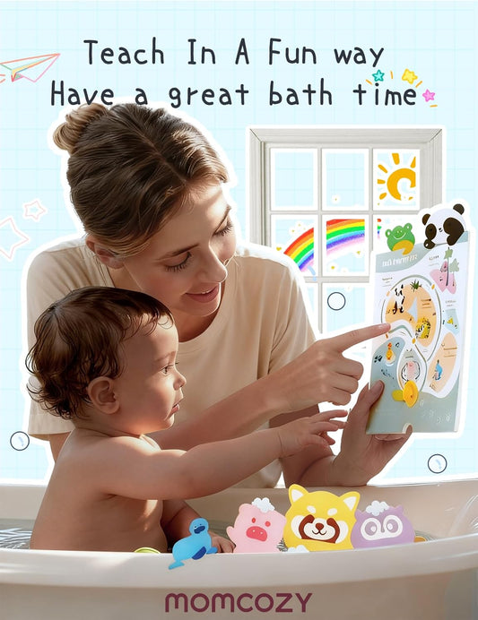Momcozy Animal Bath Bombs for Kids – 14 Pack Colorful Fizzing Bath Toys with Essential Oils
