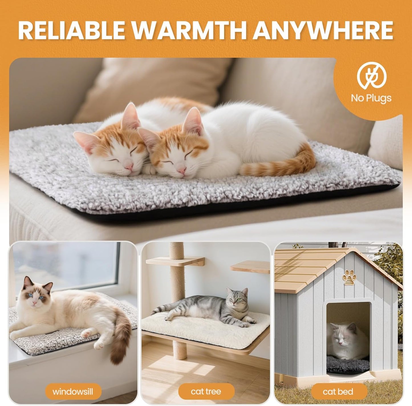 Self Warming Cat & Dog Bed Mat – Extra Warm Thermal Pet Pad with Washable Cover