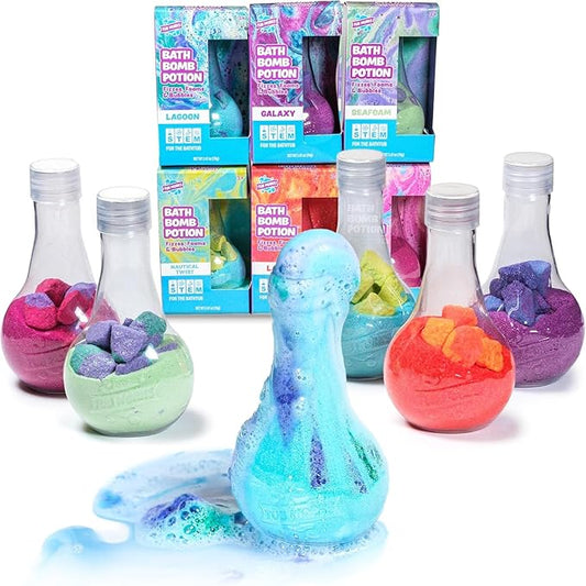 Tub Works Kids Bath Bomb Potion Toy – 6 Pack Color Fizzing Bubble Bath Bombs for Toddlers