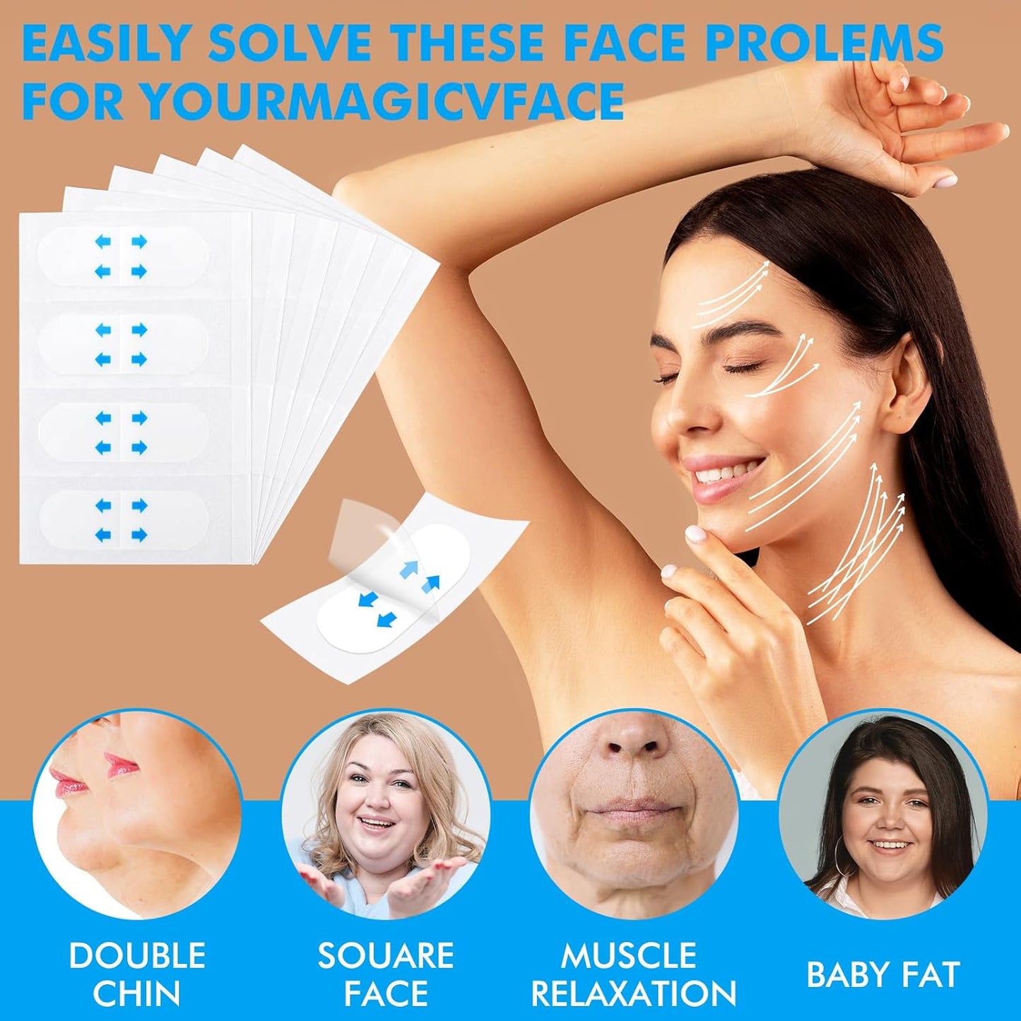 120PCS Invisible Face Lift Tape – Instant V-Line Facelift & Neck Lifting Stickers for Firm Tight Skin