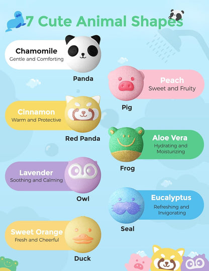 Momcozy Animal Bath Bombs for Kids – 14 Pack Colorful Fizzing Bath Toys with Essential Oils