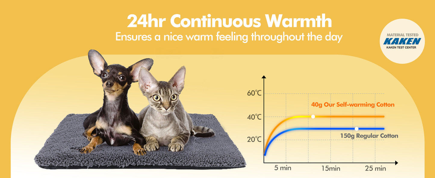 Self Warming Cat & Dog Bed Mat – Extra Warm Thermal Pet Pad with Washable Cover